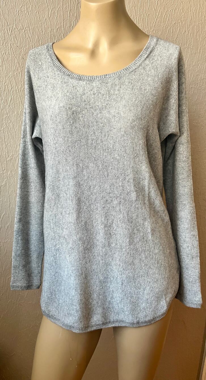 Max Studio Women's 100% 2 Ply Cashmere Crewneck Oversized Sweater Gray Size XS